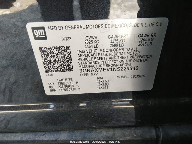 Chevrolet EQUINOX RS 2022 3GNAXMEV1NS229340 Image 9