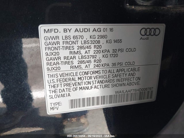 WA1LAAF75HD006797 Audi Q7 Premium Plus