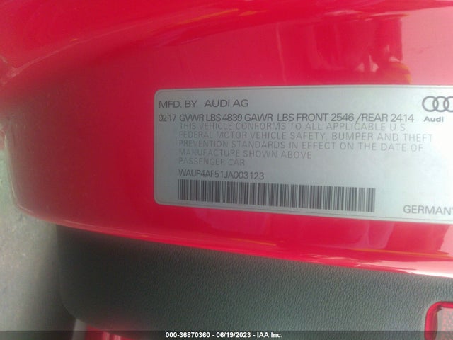 WAUP4AF51JA003123 Audi S5 Coupe Premium Plus
