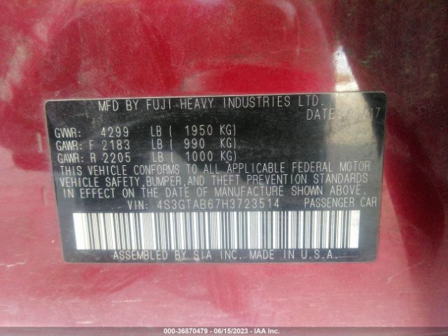 4S3GTAB67H3723514 Subaru Impreza Premium