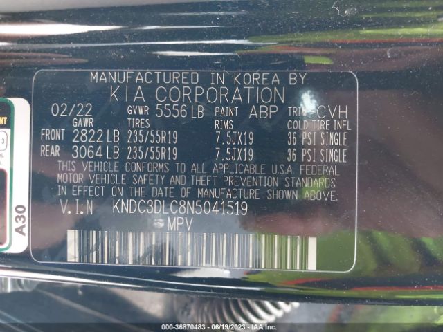 KNDC3DLC8N5041519 KIA Ev6 Wind