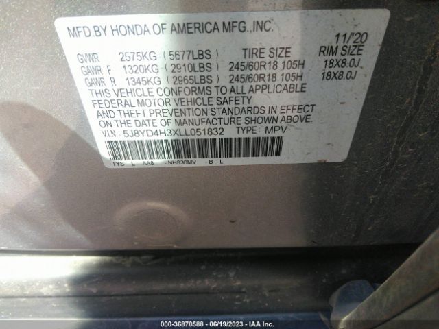 5J8YD4H3XLL051832 Acura MDX