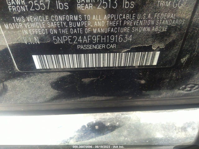 Hyundai Sonata 2.4l Se 2015 5NPE24AF9FH191634 Image 15