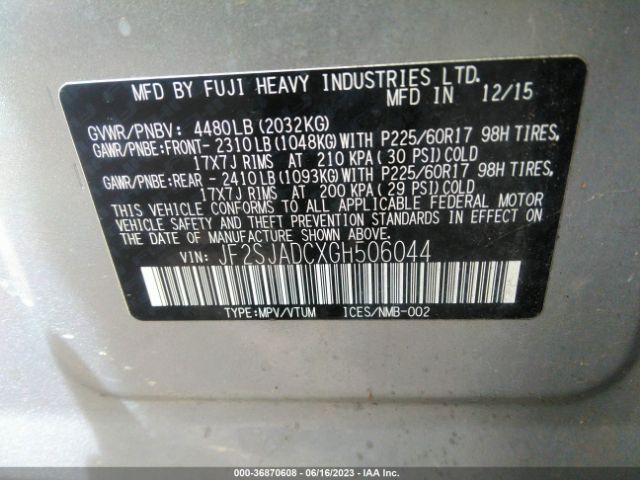 JF2SJADCXGH506044 Subaru Forester 2.5i Premium
