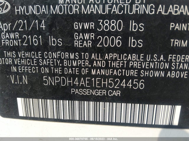 Hyundai ELANTRA SE 2014 5NPDH4AE1EH524456 Image 9
