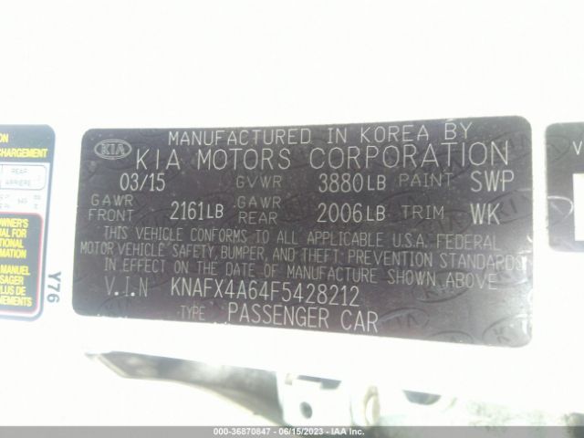 KNAFX4A64F5428212 KIA FORTE LX