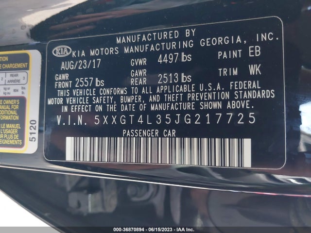 KIA gdi 2018 5XXGT4L35JG217725 Image 25