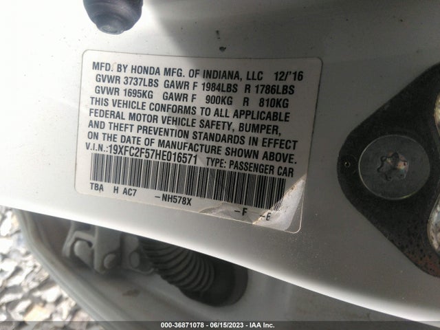 Honda Civic Sedan Lx 2017 19XFC2F57HE016571 Image 9