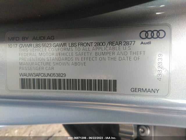 WAUW3AFC8JN053829 Audi A7 Premium Plus