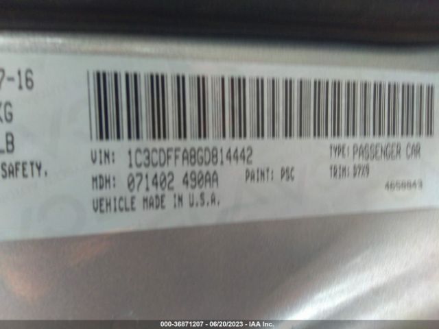1C3CDFFA8GD814442 Dodge Dart Sxt Sport