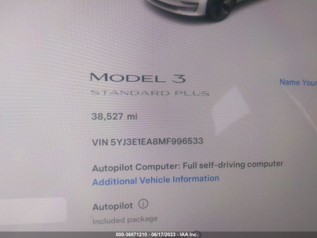 5YJ3E1EA8MF996533 Tesla Model 3 Standard Range Plus