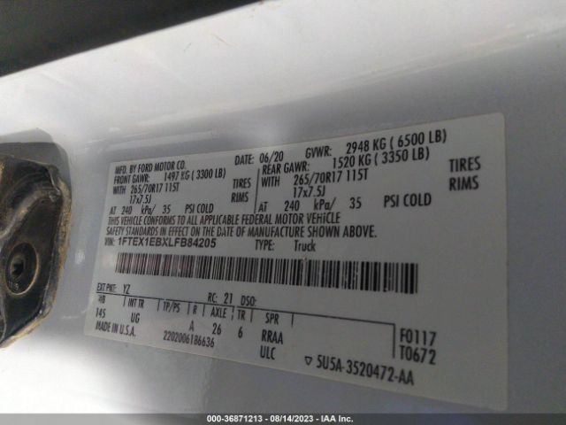 1FTEX1EBXLFB84205 Ford F-150 Xl/xlt