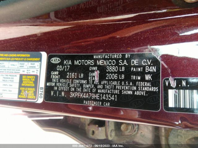 3KPFK4A79HE143541 KIA FORTE LX