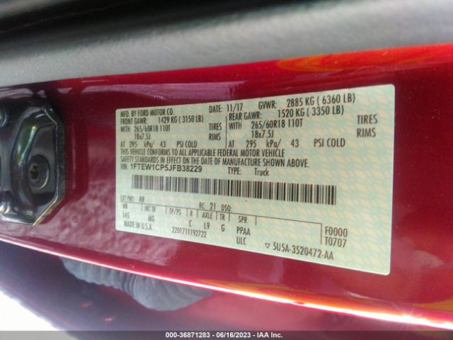 1FTEW1CP5JFB38229 Ford F-150 Xl/xlt/lariat