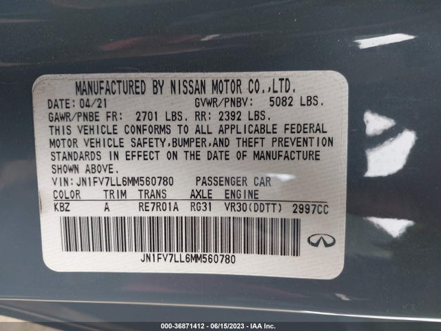 JN1FV7LL6MM560780 Infiniti Q60 Red Sport 400