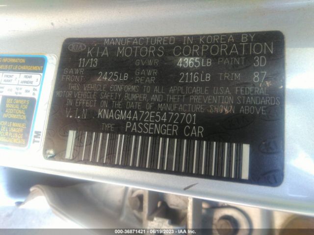 KNAGM4A72E5472701 KIA Optima Lx