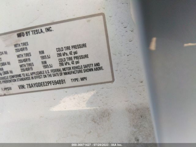 7SAYGDEE2PF594891 Tesla Model Y Long Range