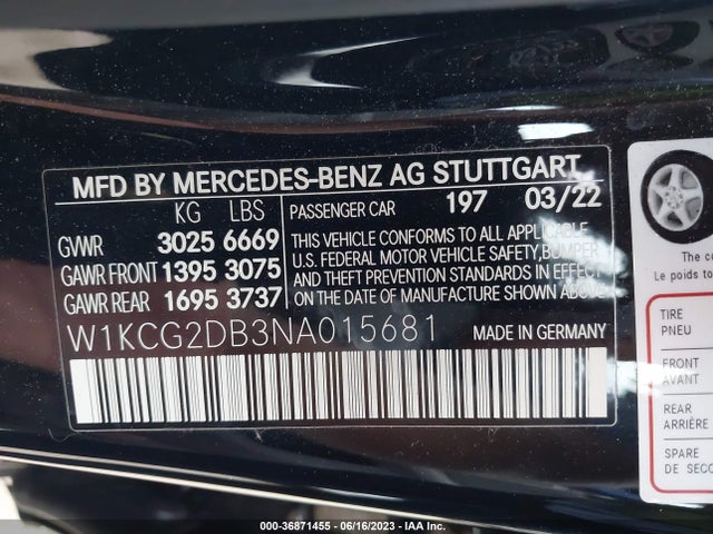 2022 Mercedes-Benz EQS, VIN: W1KCG2DB3NA015681