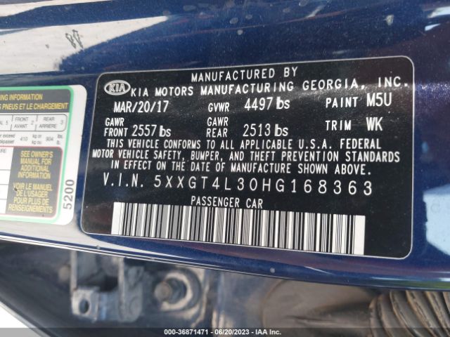 5XXGT4L30HG168363 KIA Optima Lx