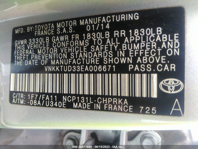 Toyota YARIS LE 2014 VNKKTUD33EA006671 Image 14