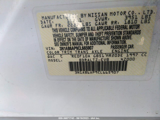 2012 NISSAN SENTRA 2.0 S VIN: 3N1AB6AP9CL665907