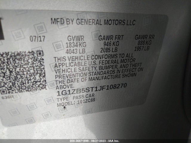 Chevrolet MALIBU LS 2018 1G1ZB5ST1JF108270 Image 15