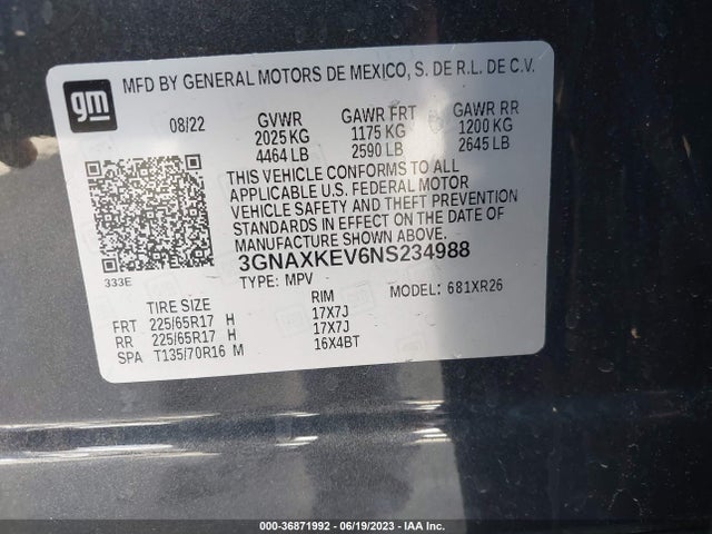 Chevrolet EQUINOX LT 2022 3GNAXKEV6NS234988 Image 9