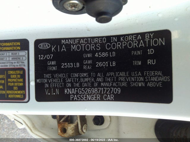 2008 KIA RONDO LX VIN: KNAFG526987172709