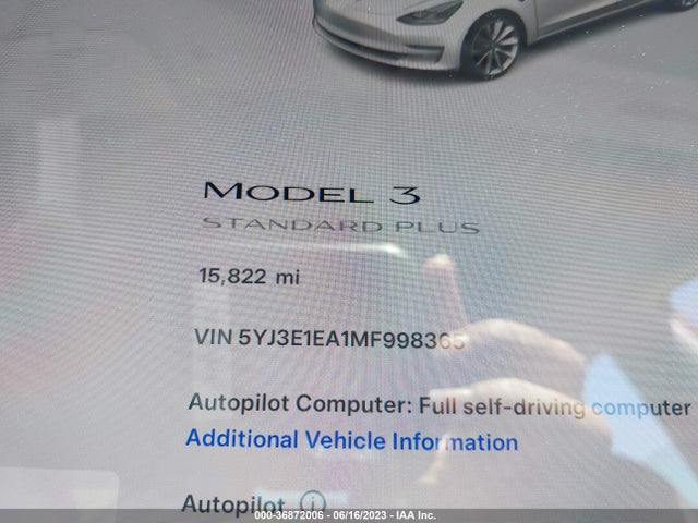 Tesla Model 3 Standard Range Plus 2021 5YJ3E1EA1MF998365 Image 7