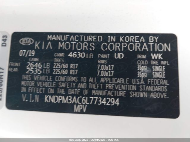 KNDPM3AC6L7734294 KIA Sportage Lx