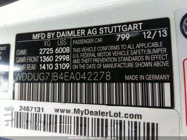WDDUG7JB4EA042278 Mercedes-Benz S-class S 63 Amg