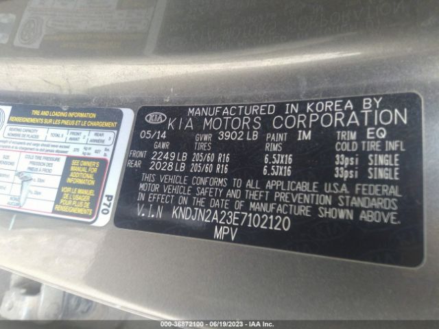 KNDJN2A23E7102120 KIA Soul Base