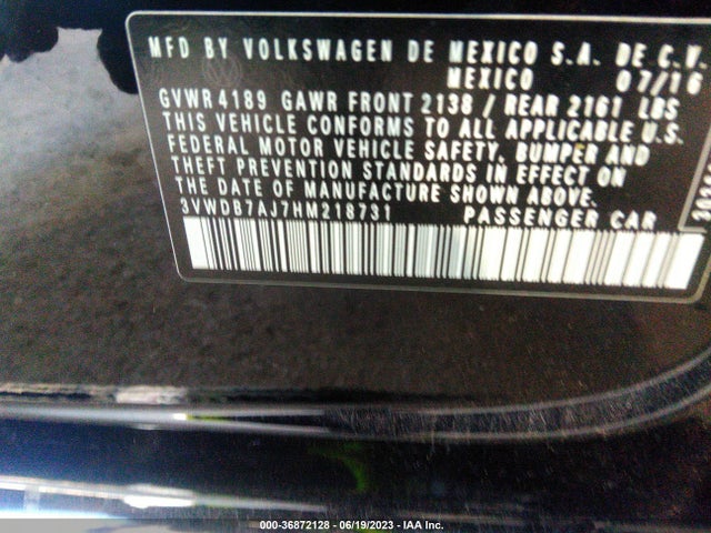 3VWDB7AJ7HM218731 Volkswagen Jetta 1.4t Se