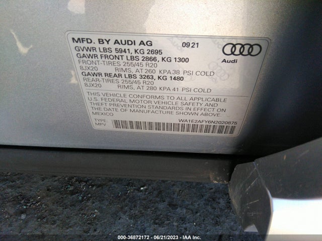 WA1E2AFY6N2020875 Audi Q5 S Line Premium Plus