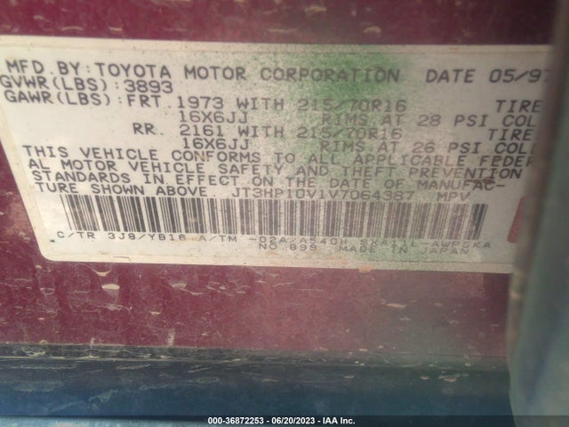 1997 TOYOTA RAV4 VIN: JT3HP10V1V7064387