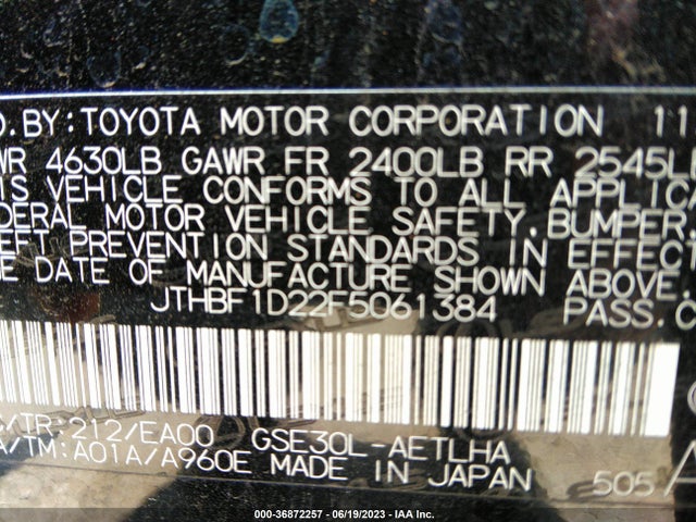 JTHBF1D22F5061384 Lexus IS 250