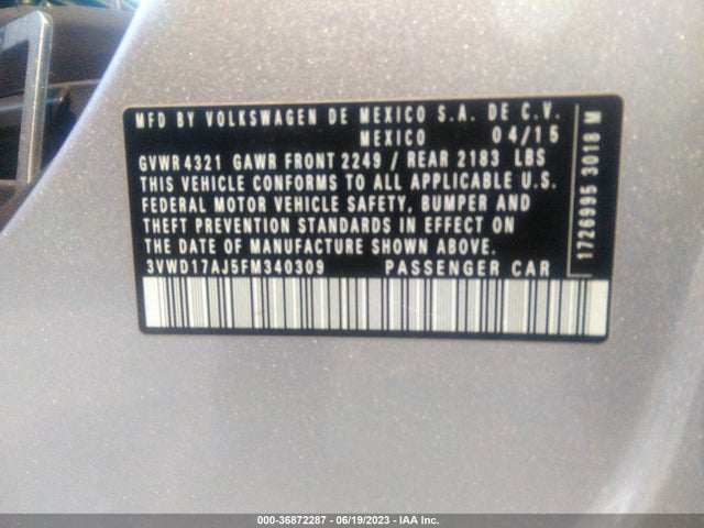3VWD17AJ5FM340309 Volkswagen Jetta Sedan 1.8t Se