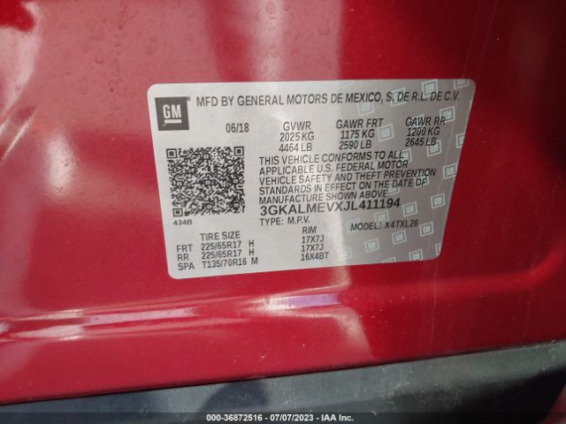 3GKALMEVXJL411194 GMC Terrain Sle