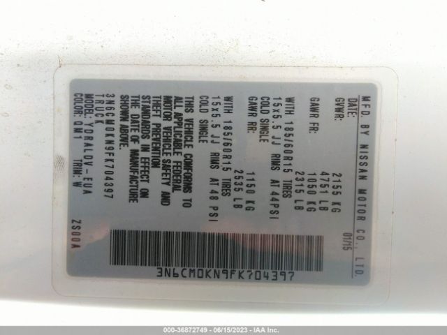 3N6CM0KN9FK704397 Nissan Nv200 S