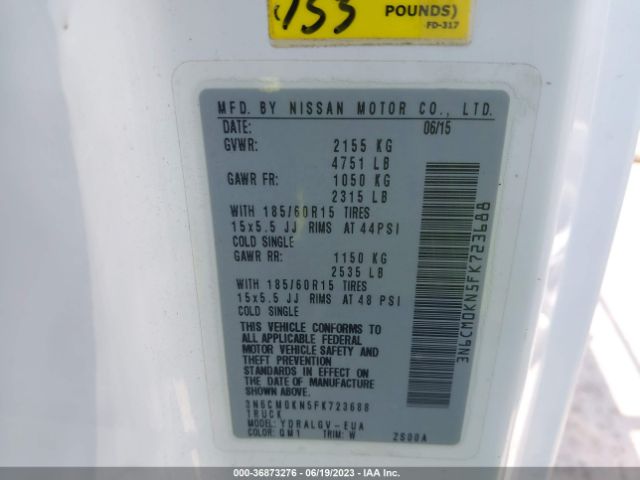 3N6CM0KN5FK723688 Nissan Nv200 S/sv