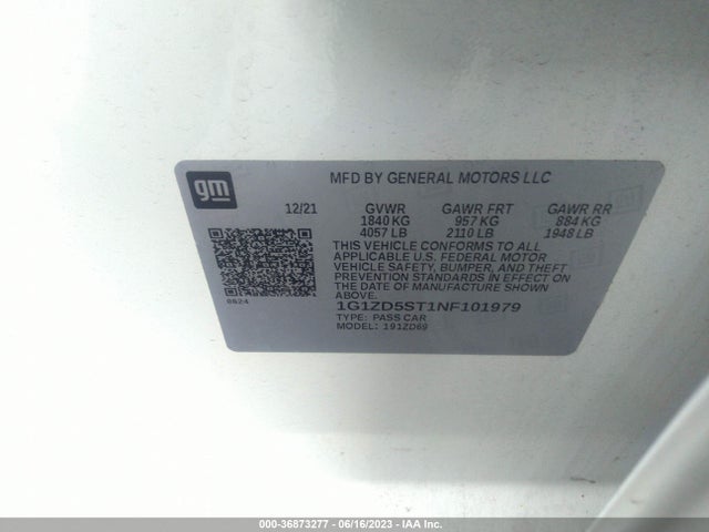Chevrolet MALIBU LT 2022 1G1ZD5ST1NF101979 Image 9