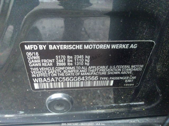 WBA5A7C56GG643566 BMW 5 Series 528i Xdrive