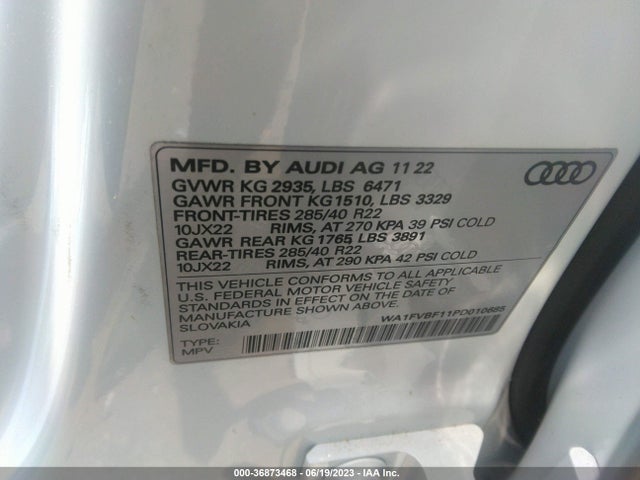 2023 Audi Q8, VIN: WA1FVBF11PD010685