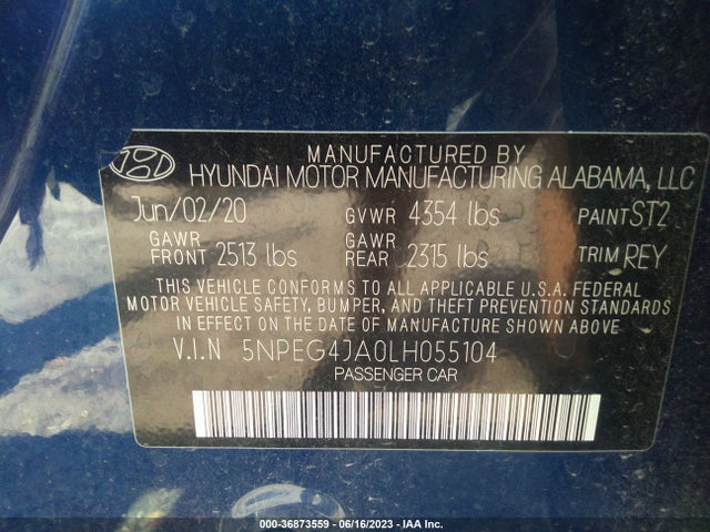 Hyundai SONATA SE 2020 5NPEG4JA0LH055104 Image 15