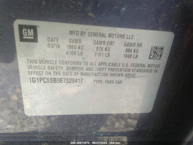 Chevrolet Cruze 1lt 2014 1G1PC5SB9E7329417 Image 9