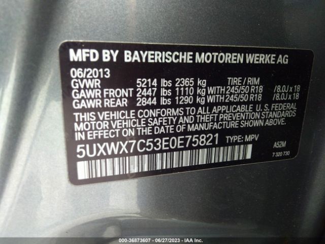 5UXWX7C53E0E75821 BMW X3 Xdrive35i