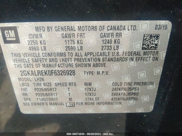 2GKALREK0F6326928 GMC Terrain Sle