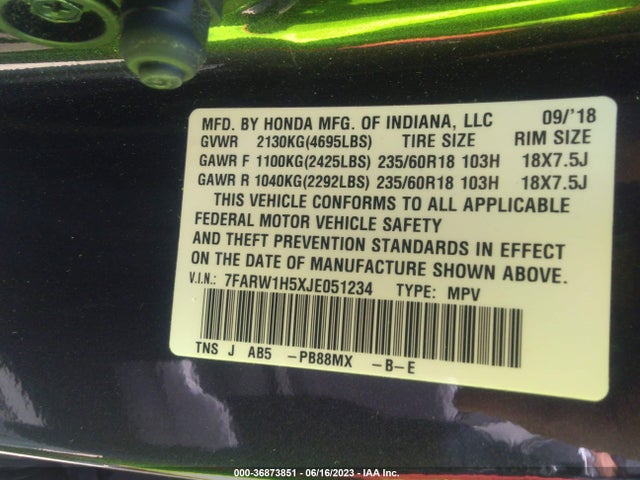 Honda CR-V EX 2018 7FARW1H5XJE051234 Image 9