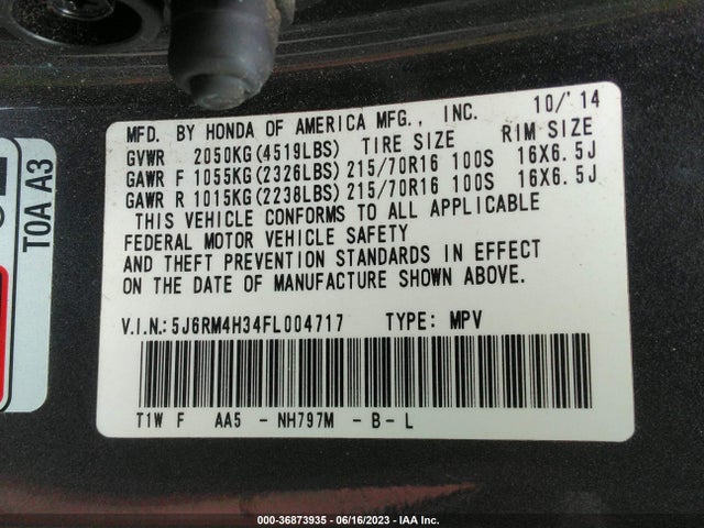 Honda CR-V LX 2015 5J6RM4H34FL004717 Image 16
