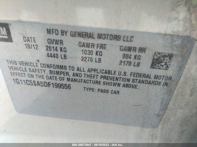 2013 CHEVROLET MALIBU LT VIN: 1G11C5SA5DF199556